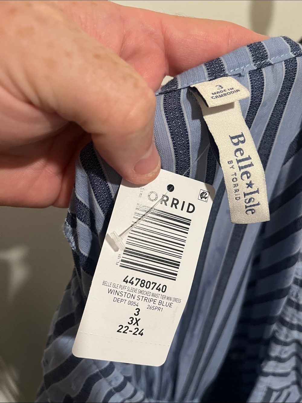 Torrid Belle Isle Stripe Peasant Mini Dress Cottagecore Coquette Feminine Boho - Picture 11 of 16